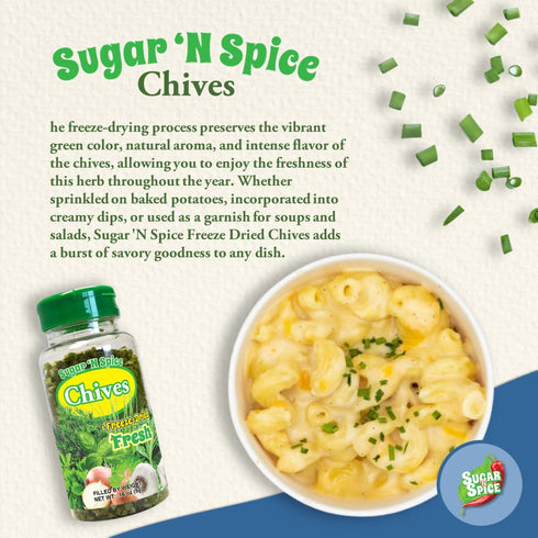 Sugar 'N Spice Premium Freeze-Dried Herbs & Spices, Strong Aroma and Fresh Flavor (Chives, 0.16 Ounce)