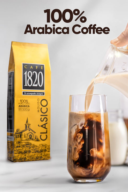 1820 100% 32 oz Caf Classic, Premium Costa Rican Ground Coffee, Arabica, Dark Roast, High Altitude Blend with Aroma