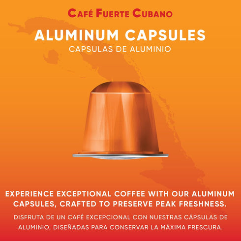 Caf Fuerte Cubano 13, Packaged (80 Count) , Aluminum Espresso Capsules, Compatible with Nespresso Original Machines