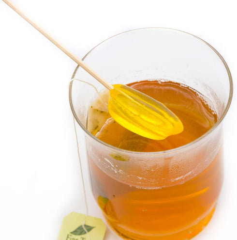 Sweet Stirs Pack 10 Original Flavored American Honey Spoons on Wooden Sticks Gift of (Lemon)
