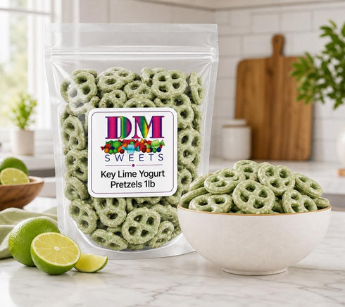 DM Sweets 1 lb Key Lime Yogurt Covered Pretzels Resealable Bag | Sweet & Tangy Crunchy Snack | Gourmet YogurtDipped