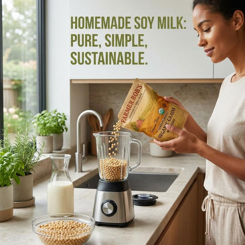 5lb Package Farmer Bob's Organic Soybeans Dry - USA Grown for Soy Milk, Tofu, Edamame - High Protein - Non-GMO