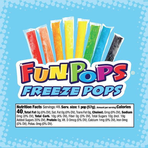 Pack, 2 oz, 48 Count FunPops Freeze Pops, Refreshing Fat Free Popsicles, Variety Box