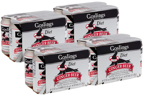 Goslings 12 oz (24) Diet Ginger Beer Cans of fl Each | Ginger Beer Sugar Free For Moscow Mule And Mixers For Alcoholic