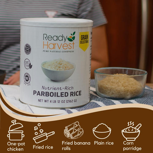 #10 30-Year 4 lbs Ready Harvest Emergency Food - Parboiled White Rice | Survival Food | Pantry Staples | Can | Shelf