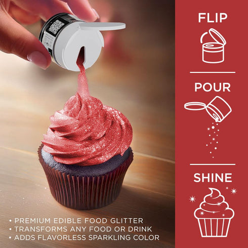 Bakell Classic Red Tinker Dust (5g, 1x Jar) - Edible Glitter for Food, Desserts, and Beverages