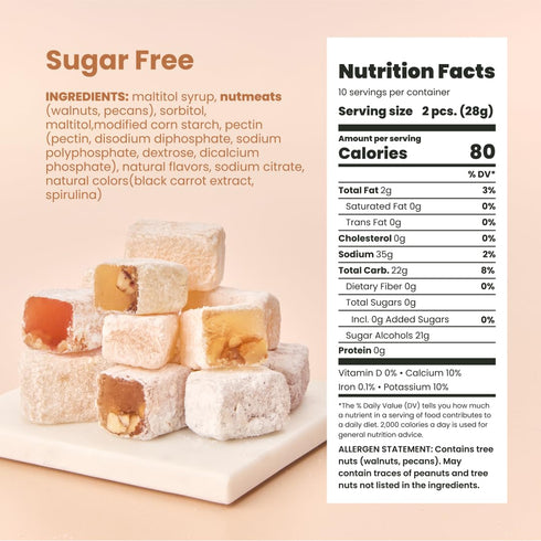 8 Oz. Liberty Orchards, Sugar Free Aplets & Cotlets - Vegan Gourmet Snack, Sugar Free Turkish Delight Candy Gift Box