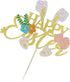 Kaoenla Gold Glitter Happy Easter Cake Topper - Bunny Easter Egg Decor, Spring Floral Easter Party Decorations Supplies