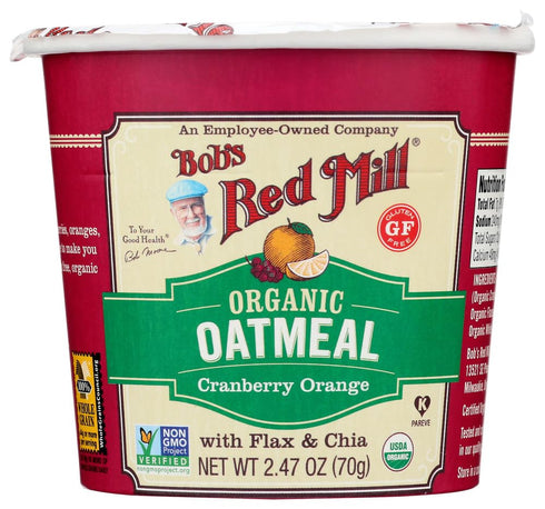 Bob's Red Mill Organic Gluten-Free Oatmeal Cup, Cranberry Orange, 2.47 OZ (Pack