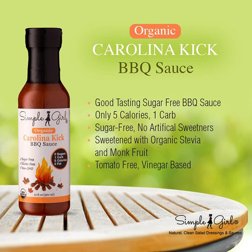 Simple Girl Country 12oz 3 Pack Organic BBQ Sauce - Carolina, Sweet, Southern Blend - Organic, Gluten Free, Vegan