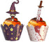 48 Pieces Halloween Cupcake Toppers Kit for Halloween Cake Decoration with Cupcake Wrappers