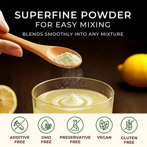 1.1 Lb 100% Organic Lemon Juice Powder, Bulk Size - Freeze Dried, Fresh Zesty Flavor Great for Drinks & Baking - Rich