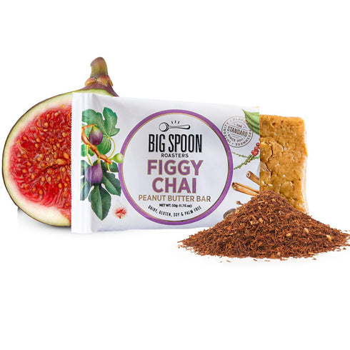 1.76 12 Pack Big Spoon Roasters Figgy Chai Nut Butter Bars - Low Carb, High Protein Bars w/Pea Protein - Vegan Energy