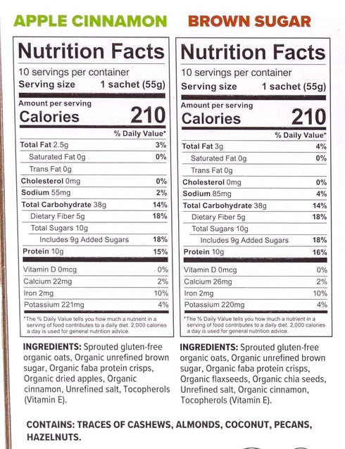 Generic 38.7 oz Pack, 20 Packets, 2.25 Oz 10g One Degree Foods Organic Gluten-Free Protein Instant Oatmeal Variety