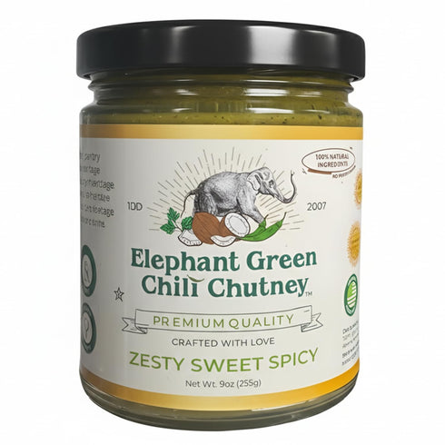 Elephant Green Chili Chutney - 100% Natural, Vegan & Gluten-Free - Bold