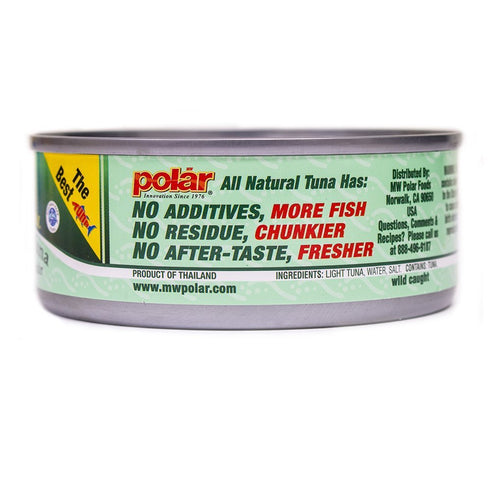 5oz (Pack 12), MW Polar All Natural CHUNK LIGHT TUNA in Water, of Wild Caught, Sustainable Fishing, Dolphin Safe
