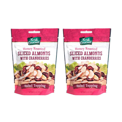 Fresh Gourmet Honey Roasted Sliced Almonds & Cranberries 3.5 Ounce (Pack of