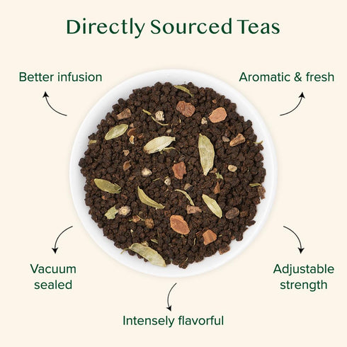VAHDAM Earl Grey Masala Chai - High Caffeine, Non-GMO, Gluten-Free - 50 Cups/3.53 oz Vacuum Sealed Pack
