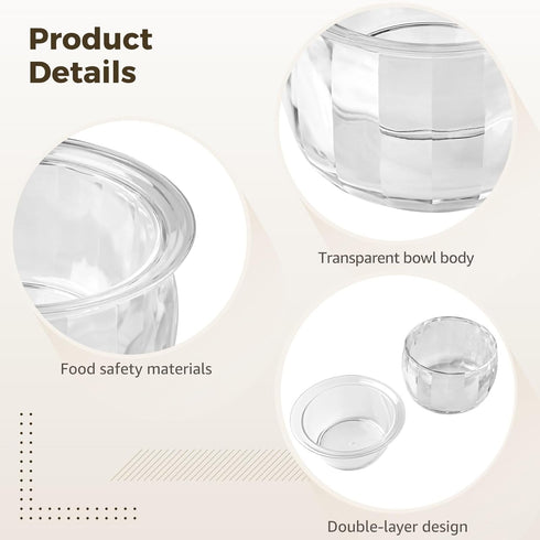 Toyosport 2 Pack Set Chilled Serving Bowls, Transparent Double Layer Plastic Ice Containers for Keeping Food Cold, Dip