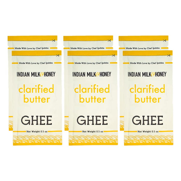 Original Grass-Fed Ghee Butter by Indian Milk & Honey, 0.5 Ounce Sachets (Pack of 6), Lactose & Gluten Free