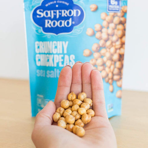 6 oz (4 Pack)) Saffron Road Organic Crunchy Chickpea Snacks-Gluten Free, Non-GMO, Halal, Kosher, Vegan (Sea Salt
