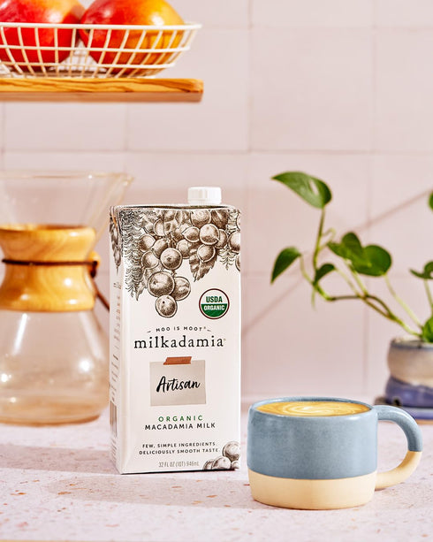 32 (Pack 6) Milkadamia Organic Artisan Macadamia Milk, Non-Dairy, Plant Based, Vegan, Gluten Free, Fluid Ounce