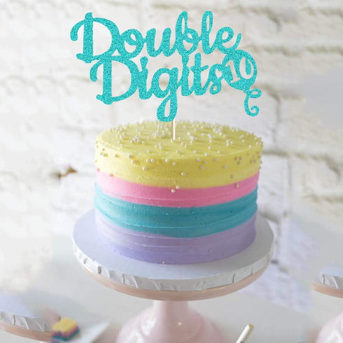 Double Digits Cake Topper for 10th Birthday Party, Green Decorations Supplies