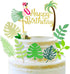 ALISSAR Flamingo and Leaf Cake Topper - Tropical Happy Birthday Decoration Supplies