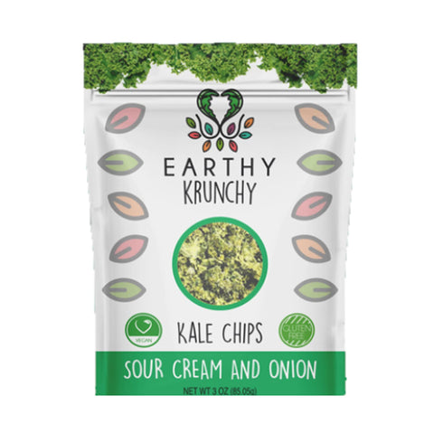 Earthy Krunchy Snacks Kale Chips - Sour Cream and Onion Flavor -