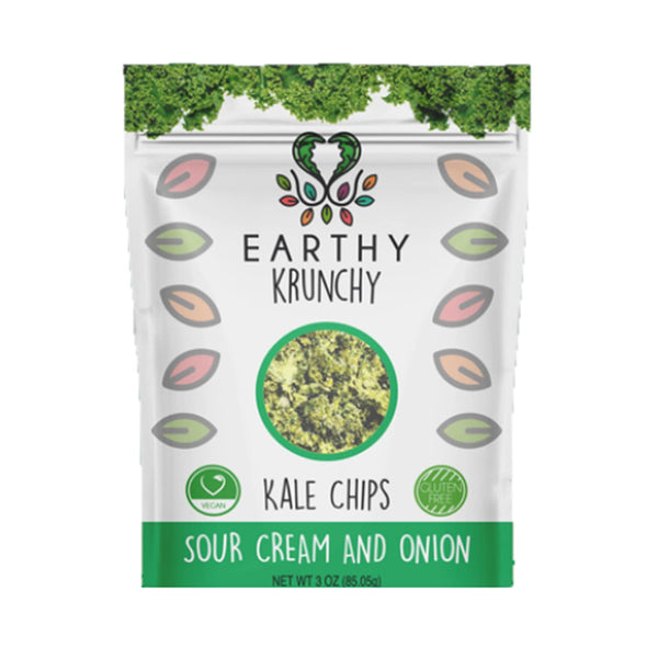 Earthy Krunchy Snacks Kale Chips - Sour Cream and Onion Flavor -