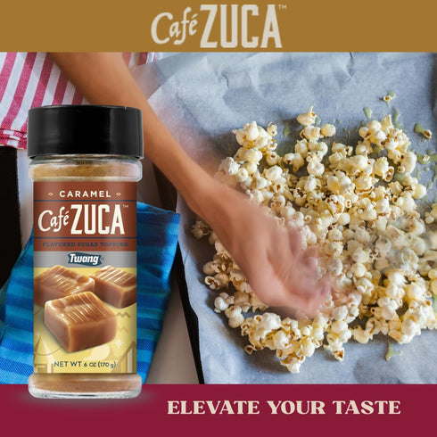 Cafe Zuca Set (6 oz (2.6 oz) Gift - Chocolate & Caramel Flavored Sugars Each) + Mini Marshmallows - Gourmet Topping
