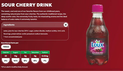 Pack 12 330ml Loux | Greek Soft Drink | Sour Cherry | of |