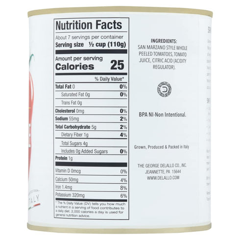 28 3 Pack, Packed DeLallo San Marzano Style Whole Peeled Tomatoes, Ounce Can, Non-GMO, Italian Plum Tomatoes in Rich