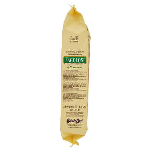 GrissinBon 8.45oz(250g) Packages (Pack 2) Grissin Bon: "Fagolosi" Salted Italian Breadsticks, Rosemary Taste