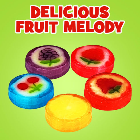 10 Oz Fruit Slices Candy Individually Wrapped - Fruit Melody Hard Candy Assortment in Bulk Variety Fruity Flavors