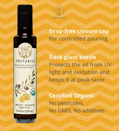 100% Orange and Garlic Infused Extra Virgin Olive Oil from Puglia. All-natural olive oils. Italian. COSTABILE