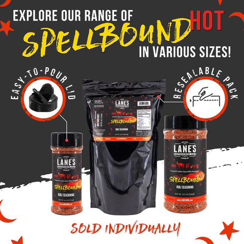 Spellbound 4.6 Oz Lane's Hot Sweet and Spicy Pork Rub Seasoning, All-Natural Butt Rub Seasoning, Rib Rubs for Smoking