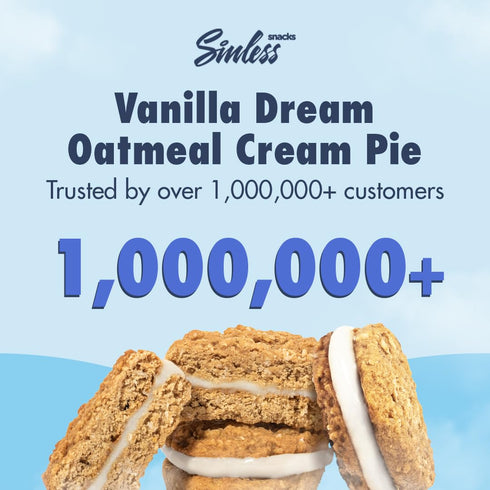 120 (8 Pack) Sinless Oatmeal Cream Pie - Keto Vanilla Cream Sandwich Cookies - Gluten Free Sugar Free - Healthy Low