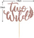 WeBenison Rose Gold Glitter Two Wild Cake Topper for Baby Shower, Kids 2nd Birthday Party Decorations