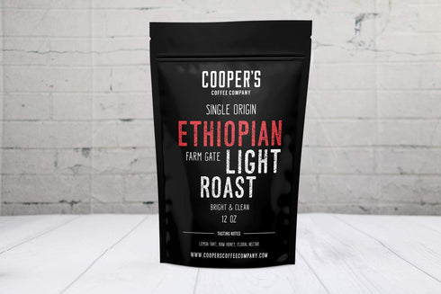 2lb Ethiopian Bold Light Roast Coffee, Gourmet Single-Origin Coffee Beans from Ethiopia, Whole Bean, Bag