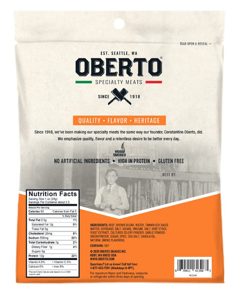 2.7 oz (1623u) Oberto Teriyaki Natural Style Beef Jerky