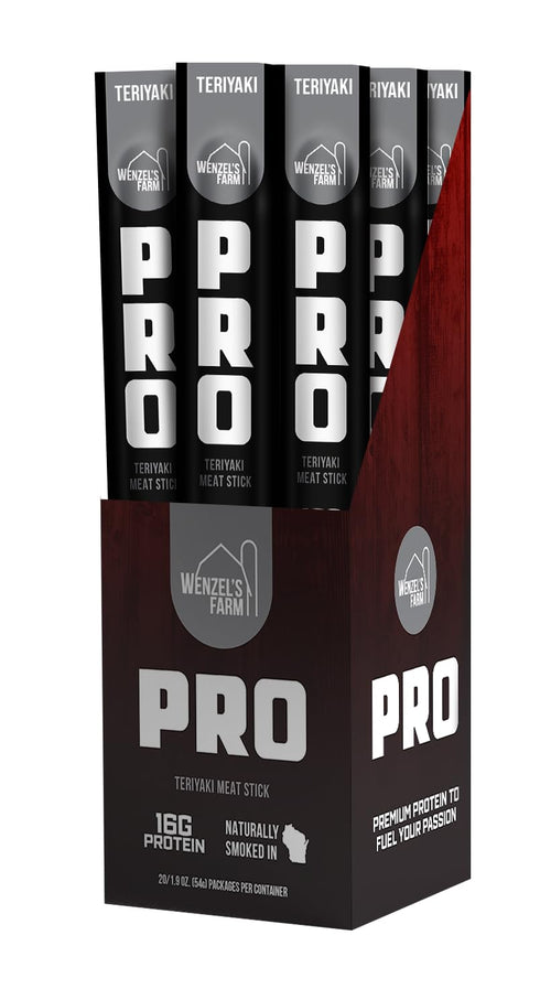 Pack 10 (1.9oz Wenzel's Farm PRO Snack Sticks - Naturally Smoked, Handcrafted with Real Quality Meat (Teriyaki)