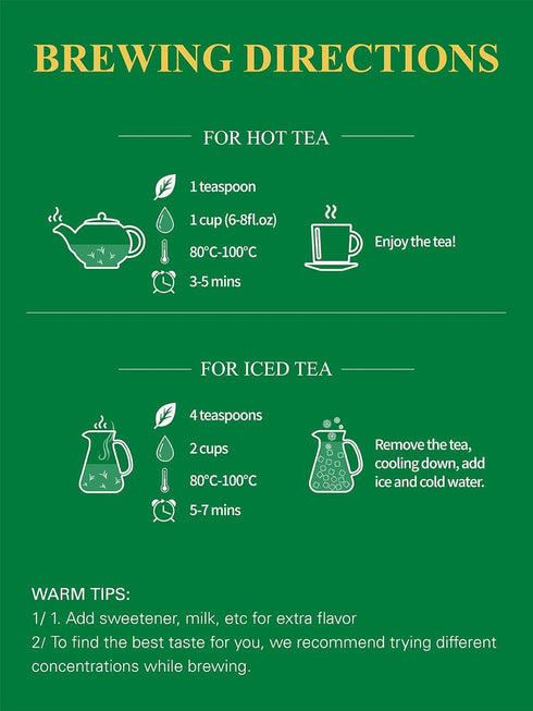 16 GLDNT Organic Jasmine Green Tea, Organic Jasmine Green Tea Loose leaf with Delightful Aroma, Delicate and smooth