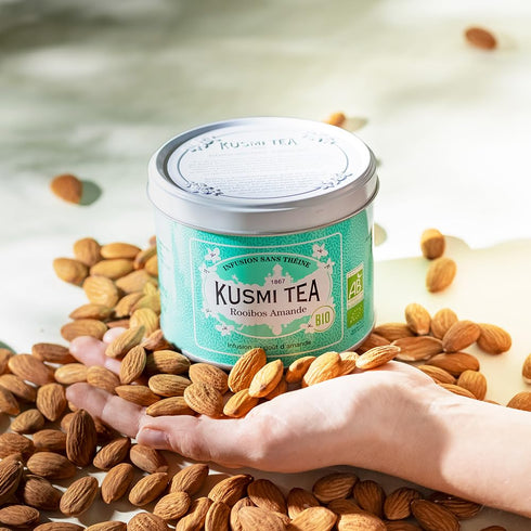 3.5 oz 50 Kusmi Tea - Almond Rooibos - Organic Blend of Rooibos Tea & Almond Flavor - Caffeine Free Herbal Tea - Loose