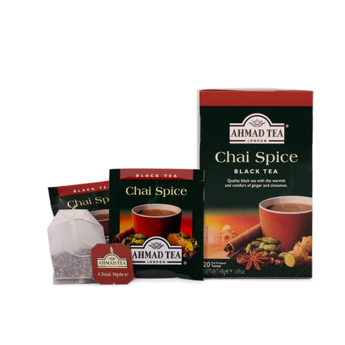 20 (Pack 1) Ahmad Tea Black Tea, Chai Spice Teabags, ct of - Caffeinated & Sugar-Free