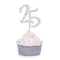 24 CT Silver Number 25 Cupcake Toppers for 25th Birthday, Anniversary Celebrating Party Decor
