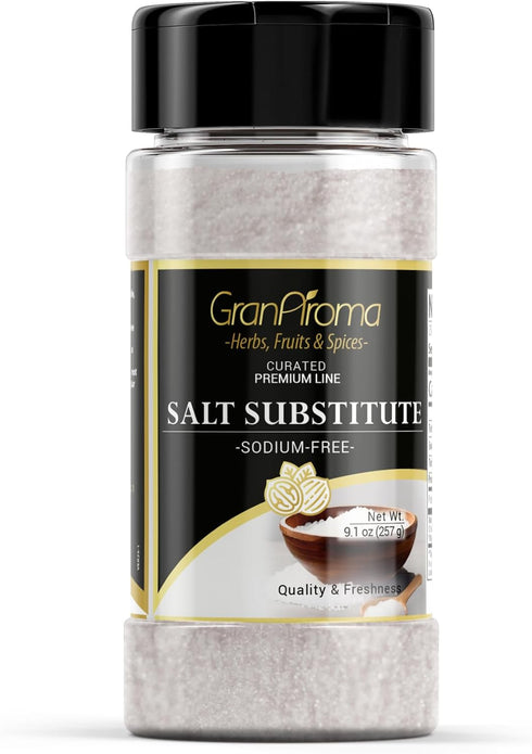 GranAroma Sodium-Free Salt Substitute, 9.1 oz, Potassium Chloride, Salty Taste, Sodium-Free