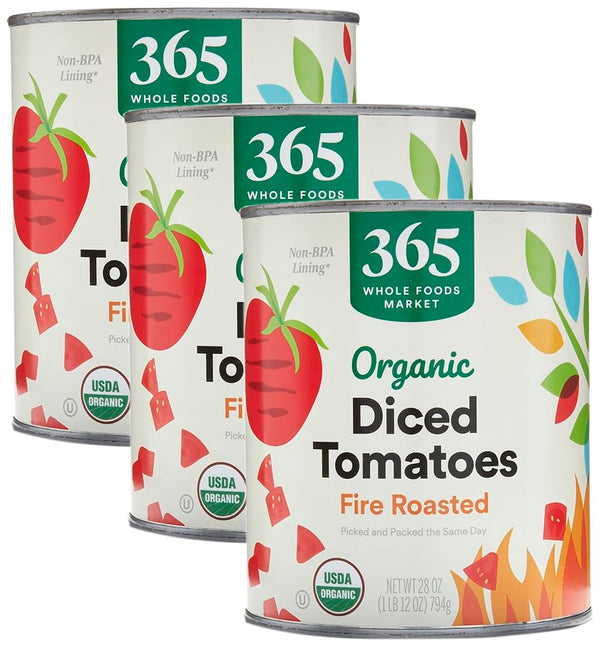 365 by Whole Foods Market, Tomatoes Diced Fire Roasted Organic, 28 Ounce