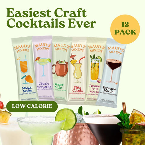 Pack 12 Maud's Mixers Variety Cocktail Mix, ct, Mocktail Non-Alcoholic Drinks - Made with Real Agave - Low Calorie, Low