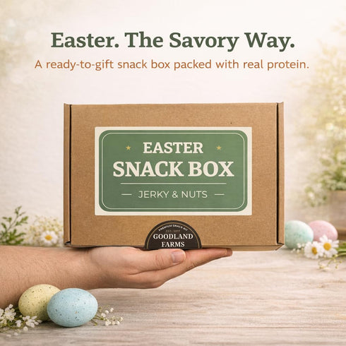 Jerky Easter Basket Prefilled Gift Box with Jerky, Meat Sticks & Nuts, High Protein Snacks for Teens and Adults